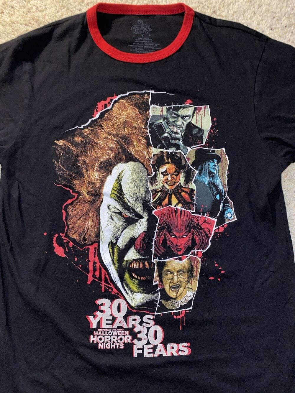 Vintage 30 Years Of Horror Movie Tee Adult Small Halloween Evil Faces Shirt